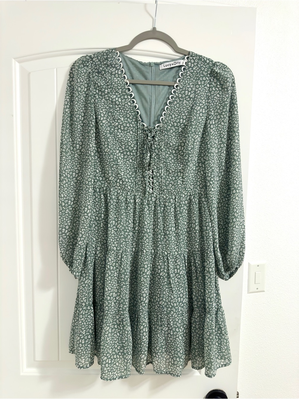 Lucy & Dity Green Patterned Mini Dress